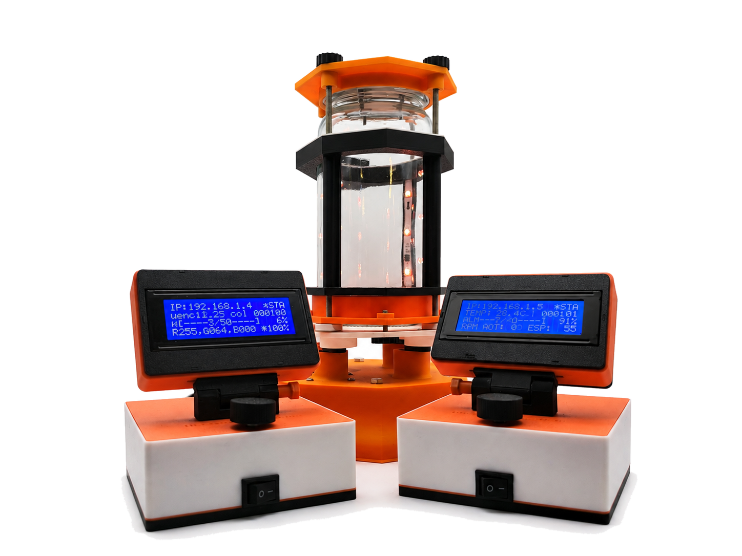 Equipo BioSync completo con cámara de cultivo y dos controladores físicos