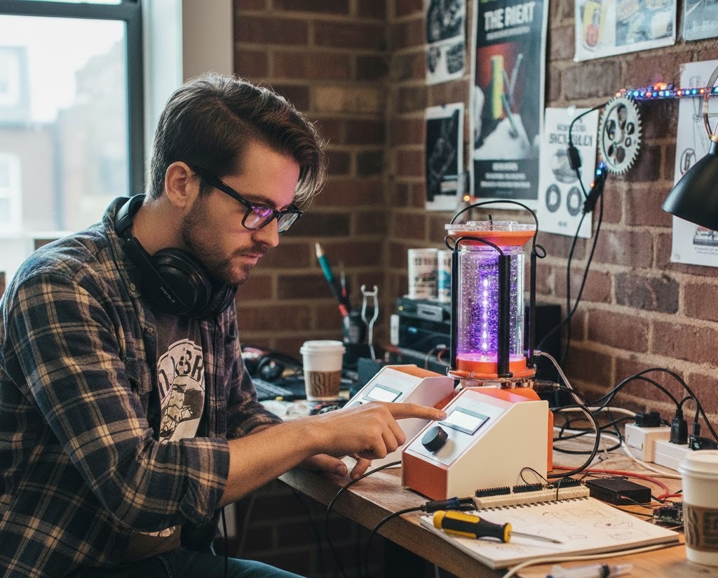Biorreactor de cultivo celular sobre una mesa de laboratorio (imagen con licencia CC BY-SA 4.0 en Wikimedia Commons)